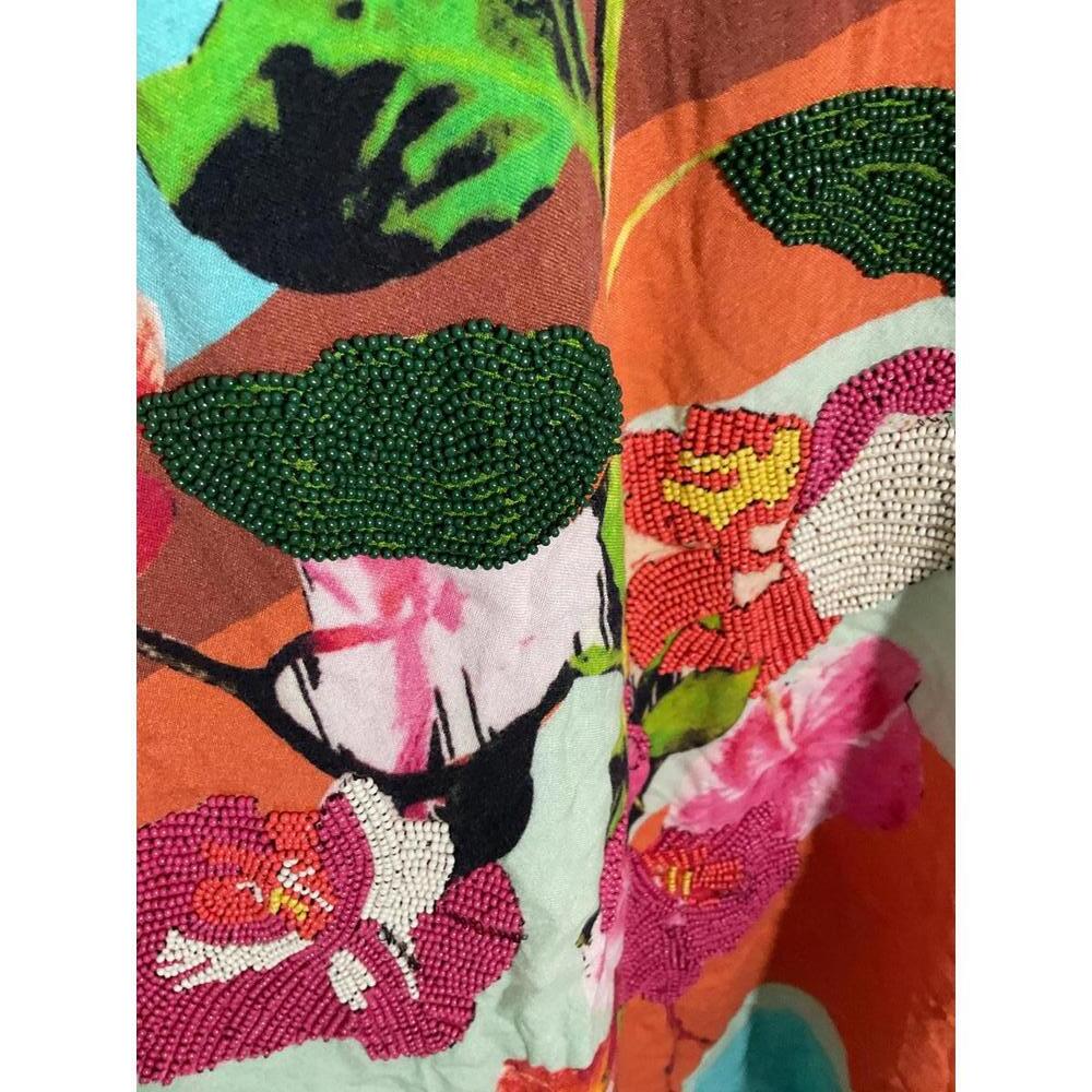 Soft Surroundings Beach Kaftan / Coverup with floral Embroidery Beading One size - Picture 6 of 10
